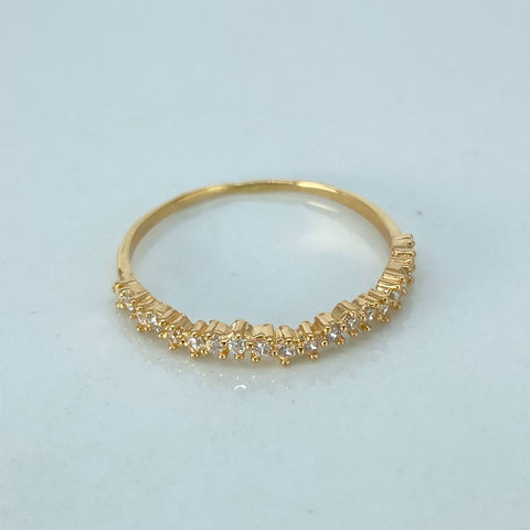 Anillo Circones Blancos Oro amarillo / Talla 7 1/2 / 1,15 Gr
