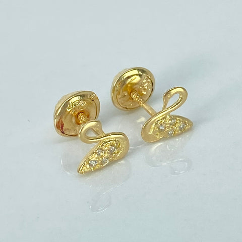 Topos Cisne Circones Blancos Oro amarillo 18k 0,78 Gr / 6 mm  *