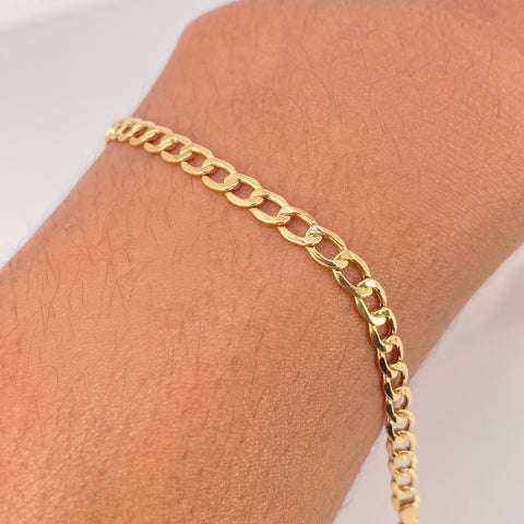 Pulso ● Cubano Oro amarillo 18k +1 / 3,1 Gr / 4,2 mm / 19,3 Cm