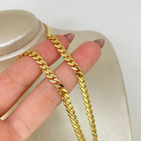 Cadena ● Cubana Circones Blancos Oro amarillo y Oro blanco 18k 13,71 Gr / 5 mm / 45 Cm *