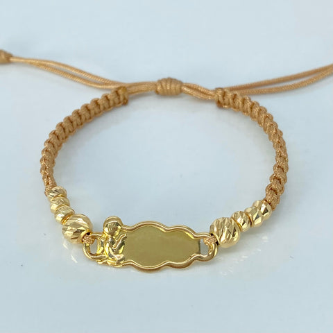 Pulsera tejida Placa Nube Angel Bebe / BD 8uni 5/3mm Hilo Beige Oro amarillo 1,22 Gr †