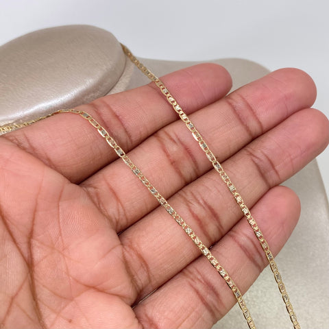 Cadena ● Escalera Plana Diamantada Tres oros 18k 4,37 Gr / 2 mm / 60 Cm *