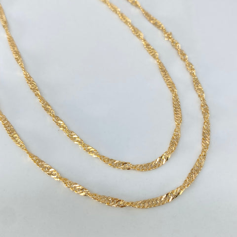 Cadena ● Singapur Oro amarillo 18k +3 / 2,1 Gr / 2,1 mm / 50 Cm †