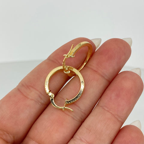 Candongas Punteadas Oro amarillo 18k 1,45 Gr / 2 Cm  *