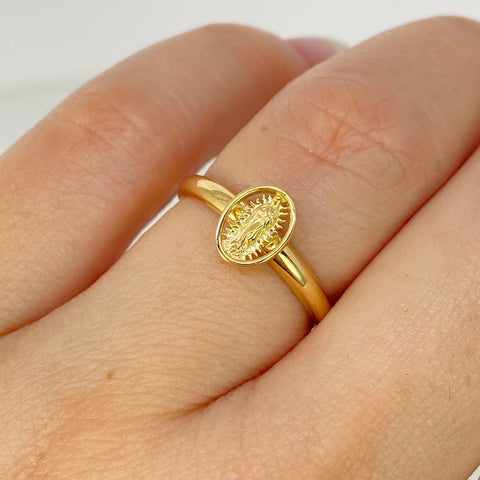 Anillo Virgen Guadalupe Oro amarillo 18k / Talla 6 / 0,95 Gr