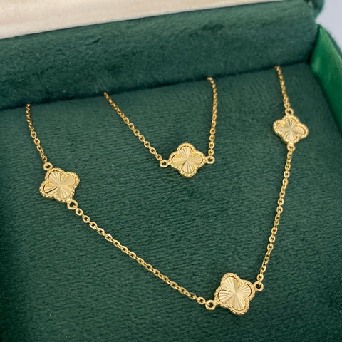 Cadena ● Aro Seguido Trebol Diamantado Oro amarillo 18k +3 / 4,42 Gr / 1 mm / 45 Cm