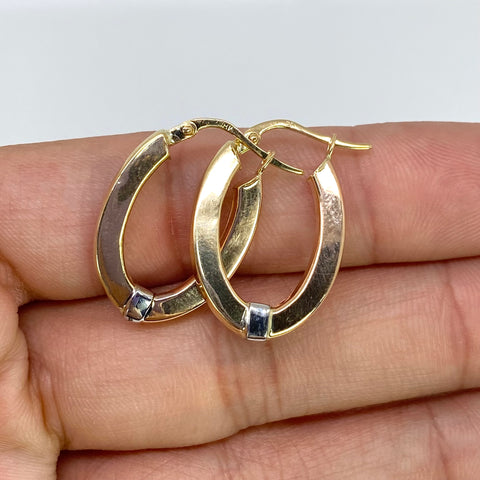 Candongas Ovaladas / Planas Tres Oros 18k 3,18 Gr / 2,6 Cm †