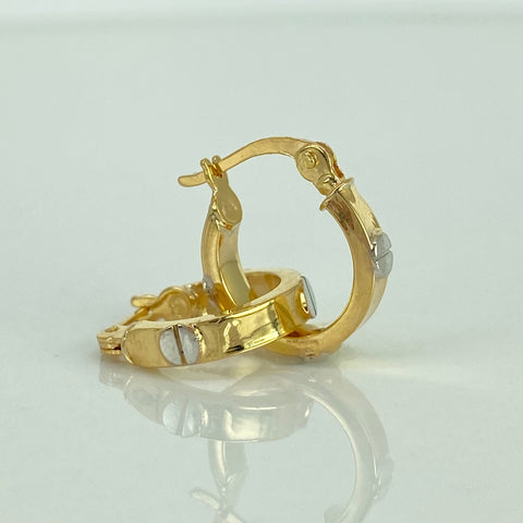 Candongas CT Oro amarillo y Oro blanco 18k 2,06 Gr / 1,8 Cm  *