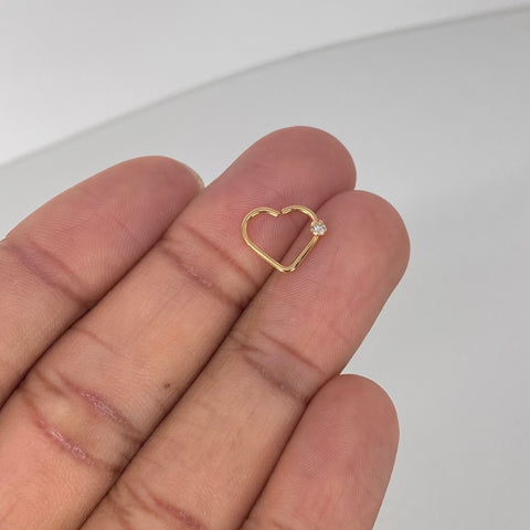 Piercing Corazon Circon Blanco / Oro Amarillo 18k (Joya) / 0,38gr / 1.2cm / (Oreja) *
