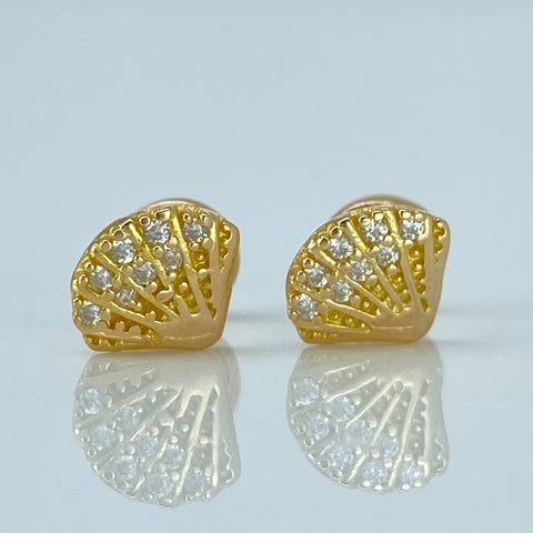 Topos Concha Circones Blancos Oro amarillo 1,11 Gr / 7,8 mm *