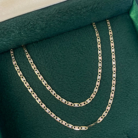 Cadena ● Escalera Plana Diamantada Tres oros 18k 1,9 Gr / 1,5 mm / 50 Cm *