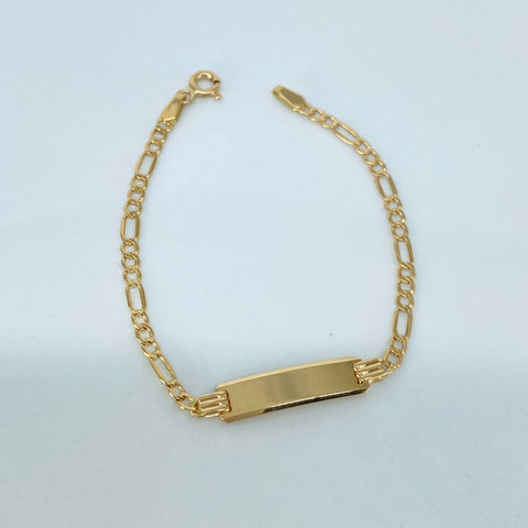 Pulso bebé ● Placa Tres Por Uno 3x1 Oro amarillo 18k 2,01 Gr / 2,7 mm / 14,5 Cm *