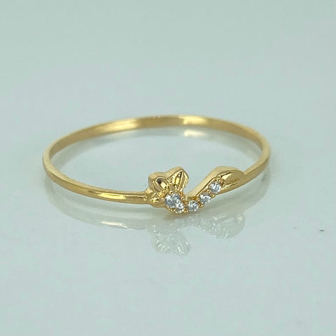 Anillo Mini Flor Circones Blancos Oro amarillo 18k / Talla 9 / 0,85 Gr