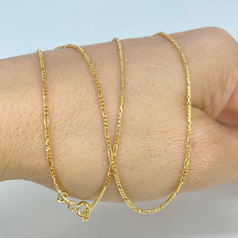 Cadena ● Tres Por Uno 3X1 / Franco Oro amarillo 18k +3 / 3,30 Gr / 1 mm / 45 Cm