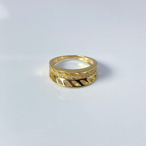 Anillo Circones Blancos Oro amarillo 18k / Talla 7 / 3,42 Gr *