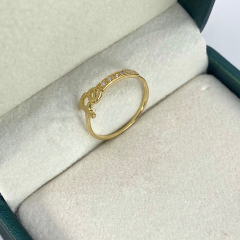 Anillo Fé Circones Blancos Oro amarillo 18k / Talla 5 1/2 / 1,08 Gr