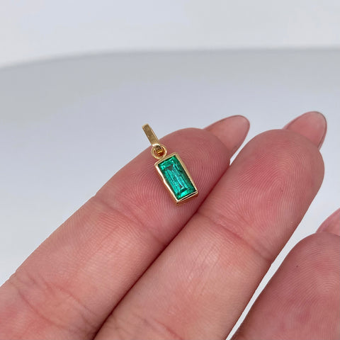 Dije Rectangular Esmeralda 45PTS Oro amarillo 0,85 Gr / 1,6 Cm *