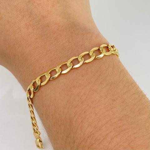 Pulso ● Cubano Oro amarillo 18k +1 / 5,63 Gr / 6,3 mm / 20,2 Cm †