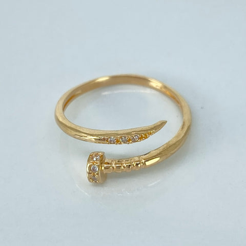 Anillo Clavo Circones Blancos Oro amarillo 18k / Talla 7 1/4 / 1,92 Gr