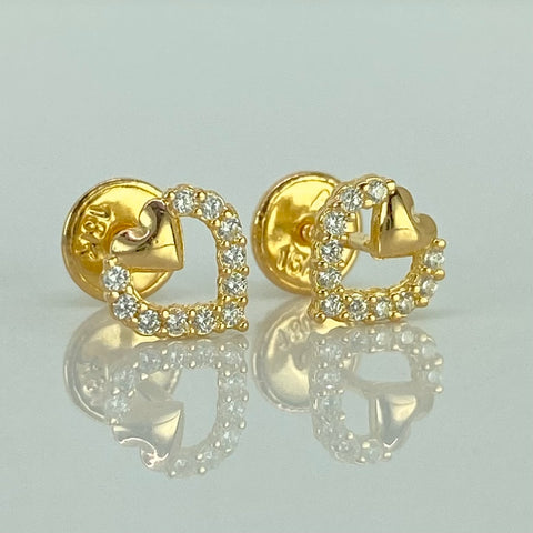 Topos Silueta Corazon Circones Blancos Oro amarillo 18k 0,77 Gr / 6,6 mm