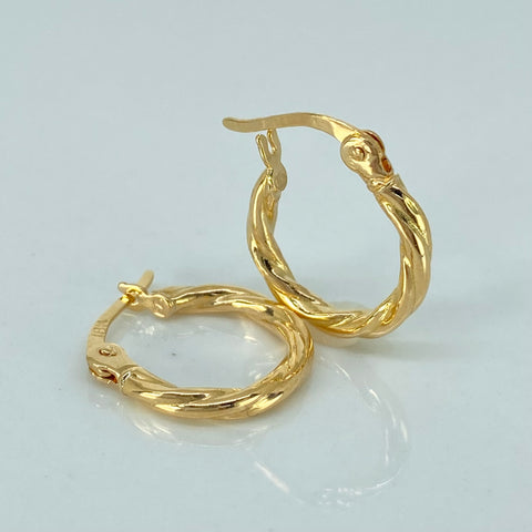 Candongas Entorchadas Oro amarillo 18k 1,22 Gr / 1,5 Cm †