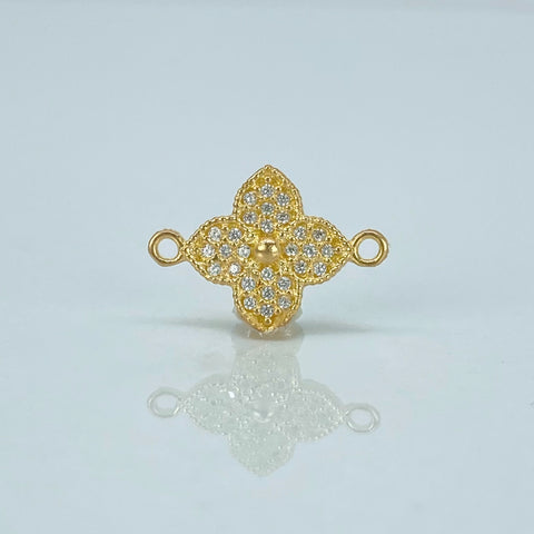 Herraje Trebol Circones Blancos Oro amarillo 1,05 Gr / 1,6 Cm *