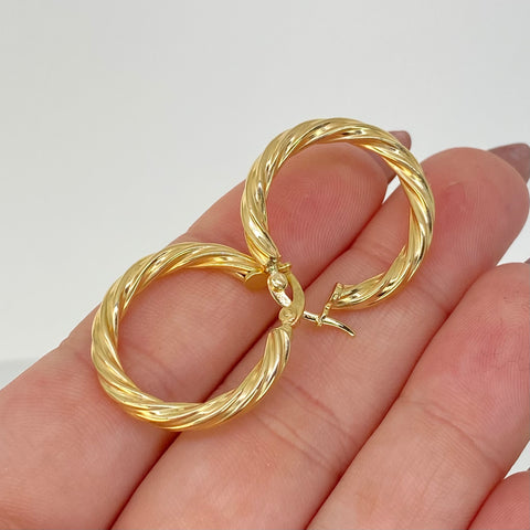 Candongas Entorchadas Lineal Oro amarillo 18k 3,3 Gr / 2,6 Cm  *