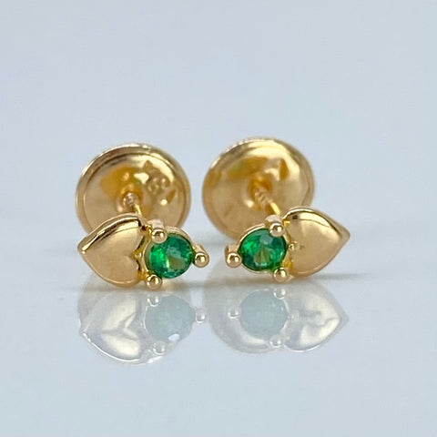 Topos Corazon Circon Verde Oro amarillo 18k 0,62 Gr / 3,5 mm †
