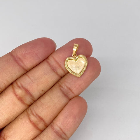 Dije Placa Corazon Bordeado Oro amarillo 0,8 Gr / 2,3 Cm *