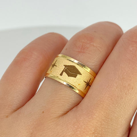 Anillo Argolla Diamantada Birrete Oro amarillo 18k / Talla 7 1/2 / 2,64 Gr
