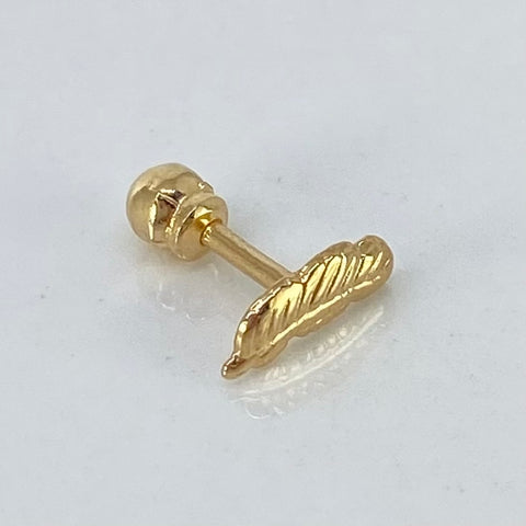 Piercing Pluma / Oro Amarillo 18k (Joya) / 3mm / 0,3gr / 1cm / (Oreja) †