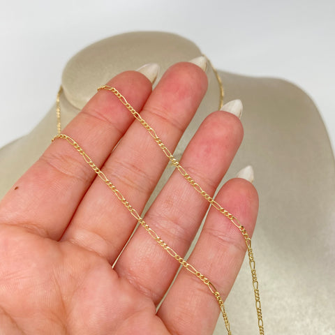Cadena ● Tres Por Uno 3x1 Oro amarillo 18k 1,36 Gr / 1,3 mm / 60 Cm *