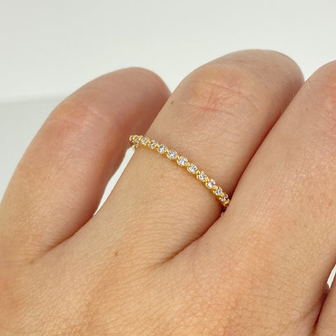 Anillo Churumbela Circones Blancos Oro amarillo 18k / Talla 7 1/4 / 1,1 Gr