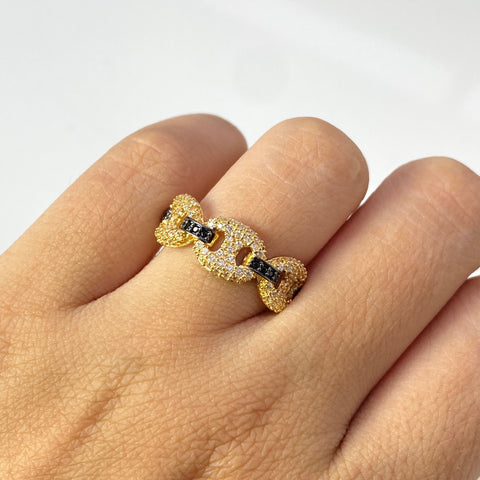 Anillo GC Circones Blancos Y Negros Oro amarillo 18k / Talla 6 / 3,27 Gr