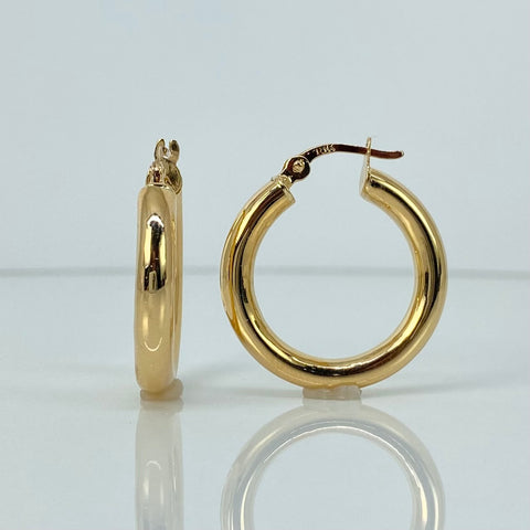 Candongas Redondas Lisas Oro amarillo 18k 3,85 Gr / 2,6 Cm