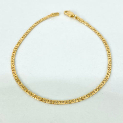 Pulso ● Escalera Plana Oro amarillo 18k +1 / 2,95 Gr / 2 mm / 19,5 Cm *