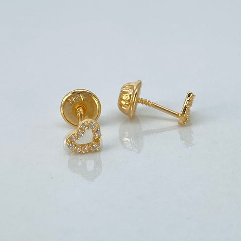 Topos Corazon Circones Blancos Oro amarillo 18k 0,55 Gr / 4,8 mm †