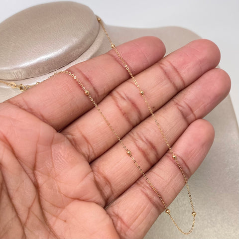 Cadena ● Aro Seguido Bolas Lisas 2mm Oro amarillo 18k +1 / 0,85 Gr / 40 Cm