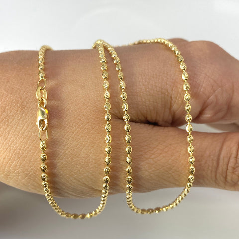 Cadena Italy Militar Luna Oro amarillo 18k +1 / 6,0 Gr / 1,5 mm / 45,5 Cm *
