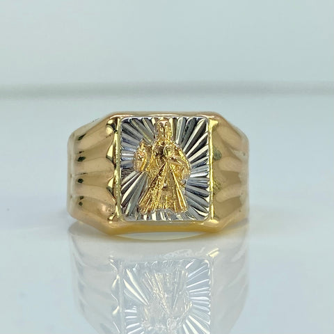 Anillo Cristo  Oro amarillo y Oro blanco 18k / Talla 11 1/2 / 3,57 Gr