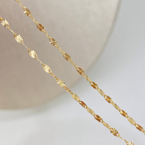Cadena ● Flor Espejo Diamantado Oro amarillo 18k 1,05 Gr / 1,5 mm / 50 Cm