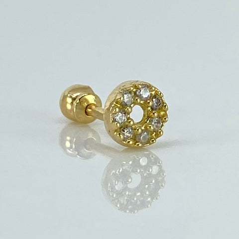 Piercing Circulo Circones Blancos  / Oro Amarillo 18k (Joya) / 5mm / 0,48gr / 1.2cm / (Oreja) †