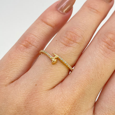 Anillo Clavo Circones Blancos Oro amarillo 18k / Talla 6 / 1,35 Gr