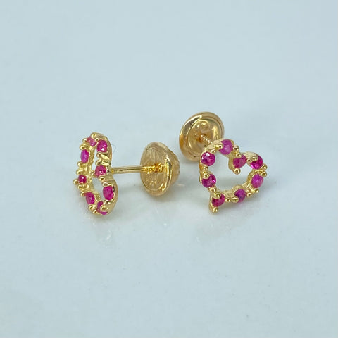 Topos Corazon Circones Fucsias Oro amarillo 0,95 Gr / 8,5 mm *