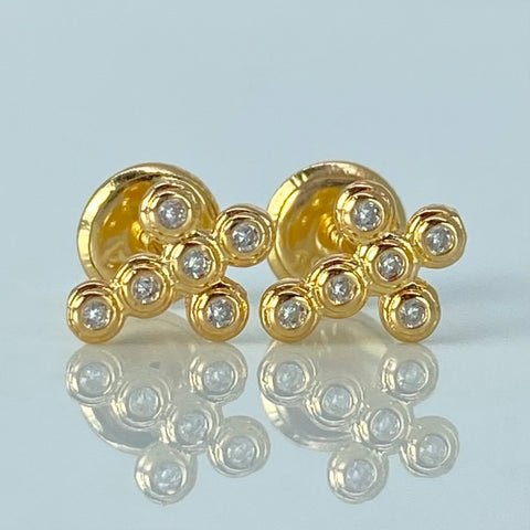 Topos Cruz Circones Blancos Oro amarillo 0,75 Gr / 6 mm †