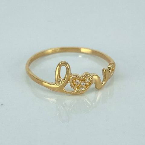 Anillo Love Circones Blancos Oro amarillo 18k / Talla 7 1/2 / 1,25 Gr *