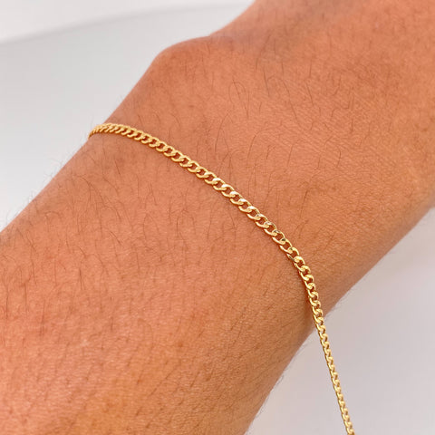 Pulso ● Mini Cubano Oro amarillo 18k +1 / 0,82 Gr / 2 mm / 19 Cm