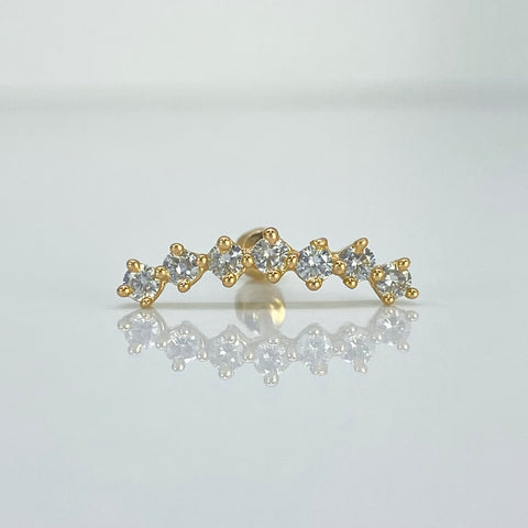 Piercing Linea Curva Circones Blancos / Oro Amarillo 18k (Joya) / 0,80 gr / 16,4 mm / (Oreja) *