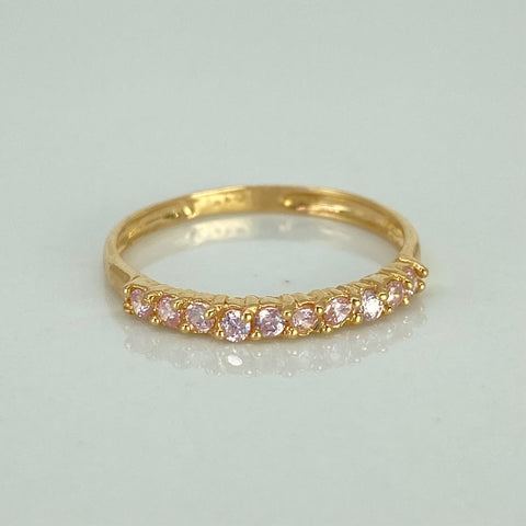 Anillo Churumbela Circones Rosas Oro amarillo 18k / Talla 7 / 1,35 Gr †