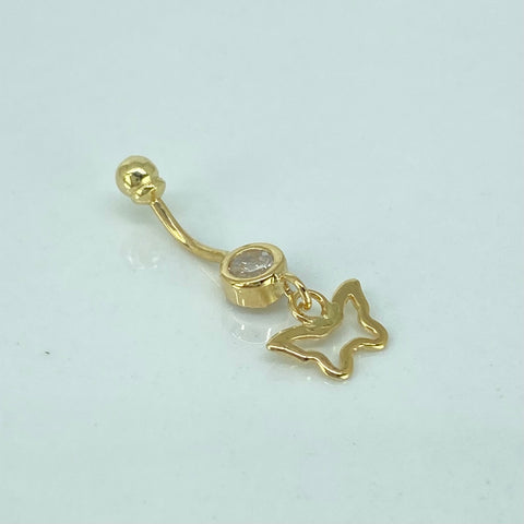Piercing Mariposa Circon Blanco / Oro Amarillo 18k (Joya) / 0,62gr / 2.1cm / (Ombligo)